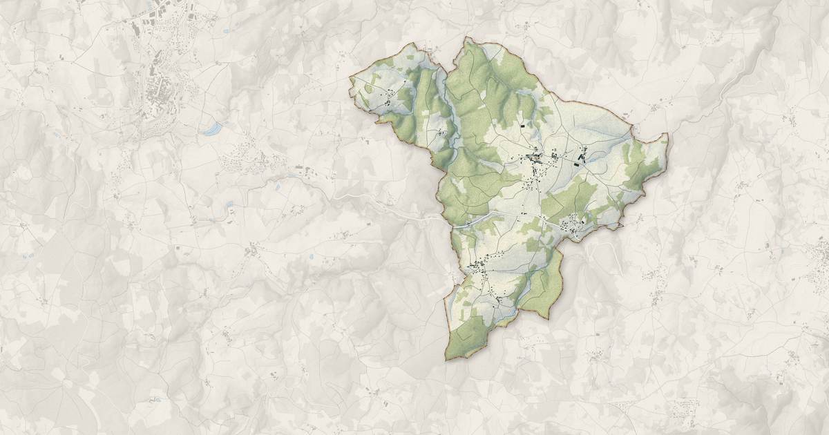Portrait cartographique de Aboën : relief, eau, forêts, bâti et voies, calculés à partir des données de l'IGN