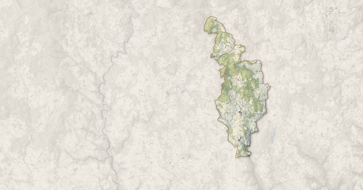 Portrait cartographique de Apinac : relief, eau, forêts, bâti et voies, calculés à partir des données de l'IGN