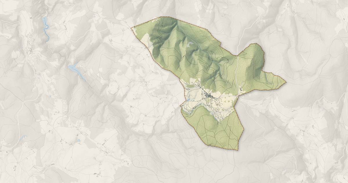 Portrait cartographique de Le Bessat : relief, eau, forêts, bâti et voies, calculés à partir des données de l'IGN