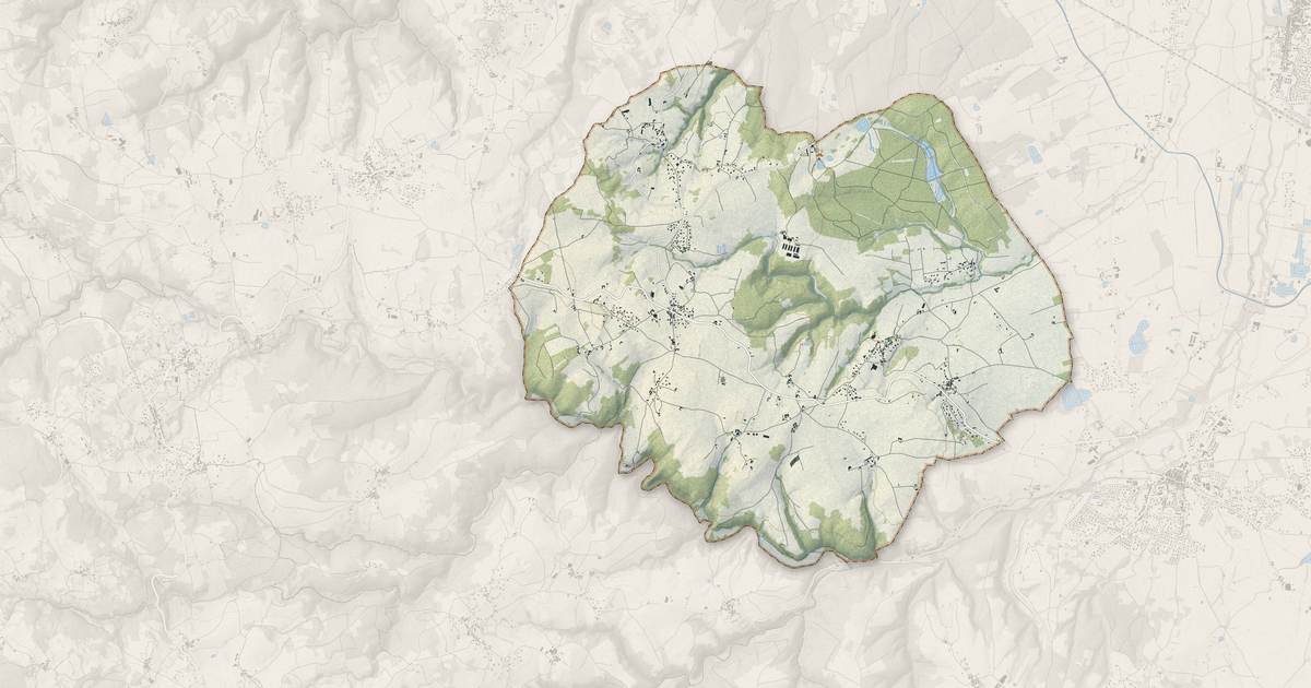 Portrait cartographique de Boisset-Saint-Priest : relief, eau, forêts, bâti et voies, calculés à partir des données de l'IGN