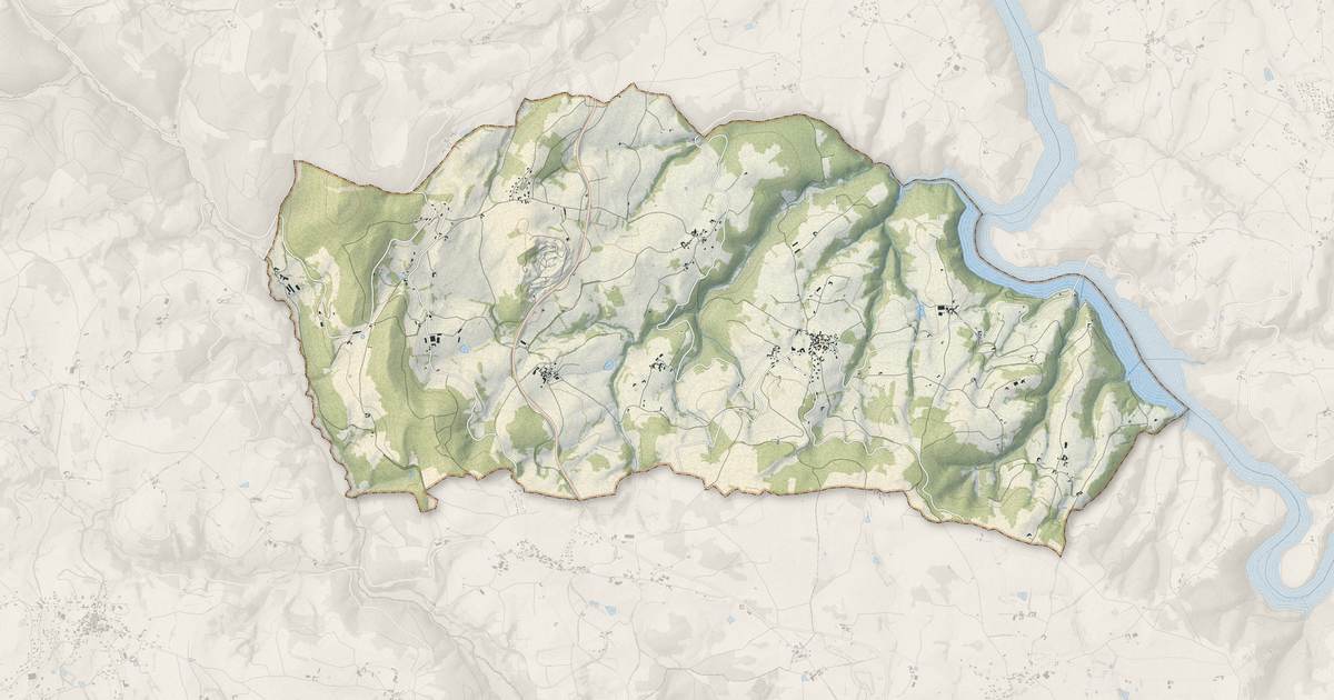 Portrait cartographique de Bully : relief, eau, forêts, bâti et voies, calculés à partir des données de l'IGN