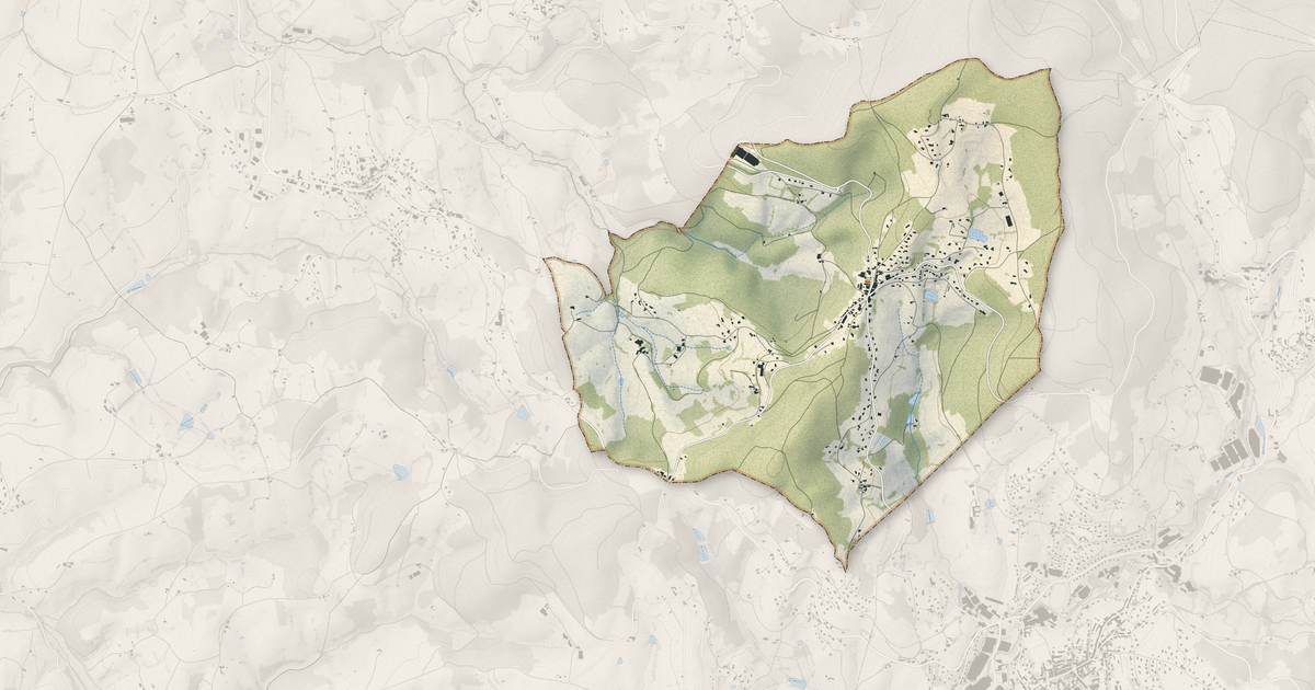Portrait cartographique de Le Cergne : relief, eau, forêts, bâti et voies, calculés à partir des données de l'IGN