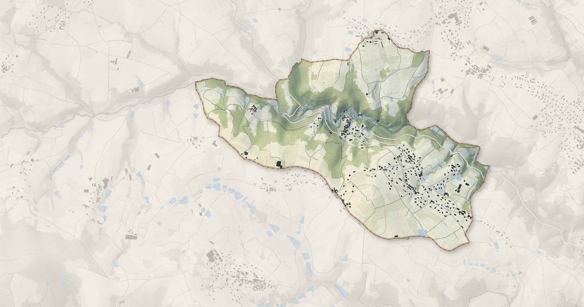 Portrait cartographique de Chagnon : relief, eau, forêts, bâti et voies, calculés à partir des données de l'IGN