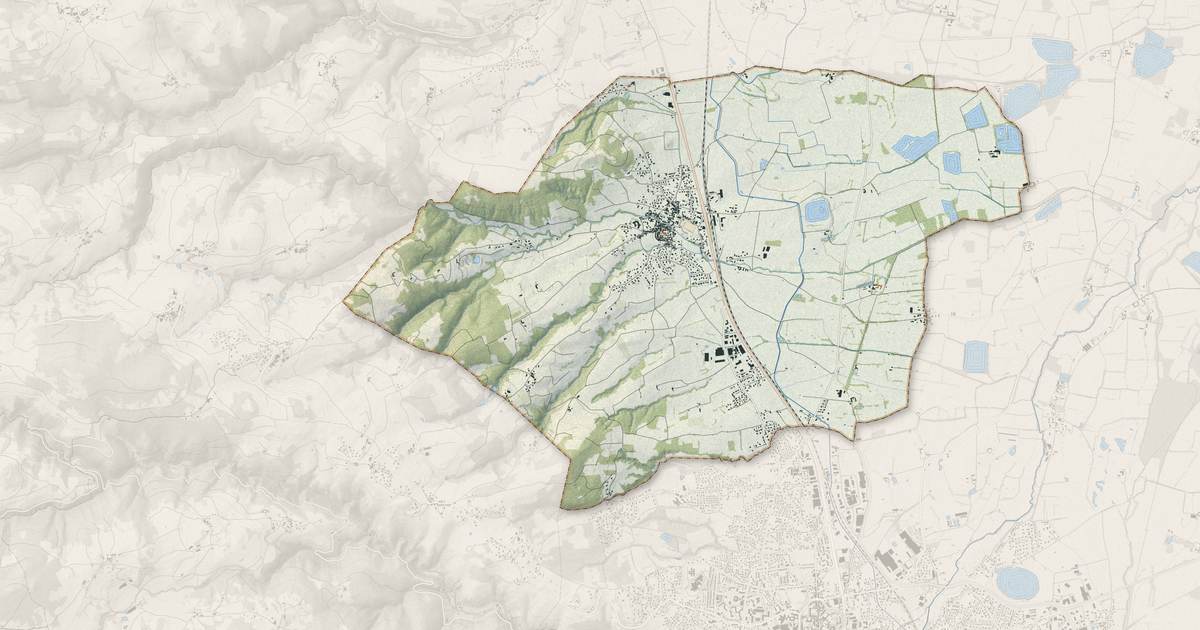 Portrait cartographique de Champdieu : relief, eau, forêts, bâti et voies, calculés à partir des données de l'IGN