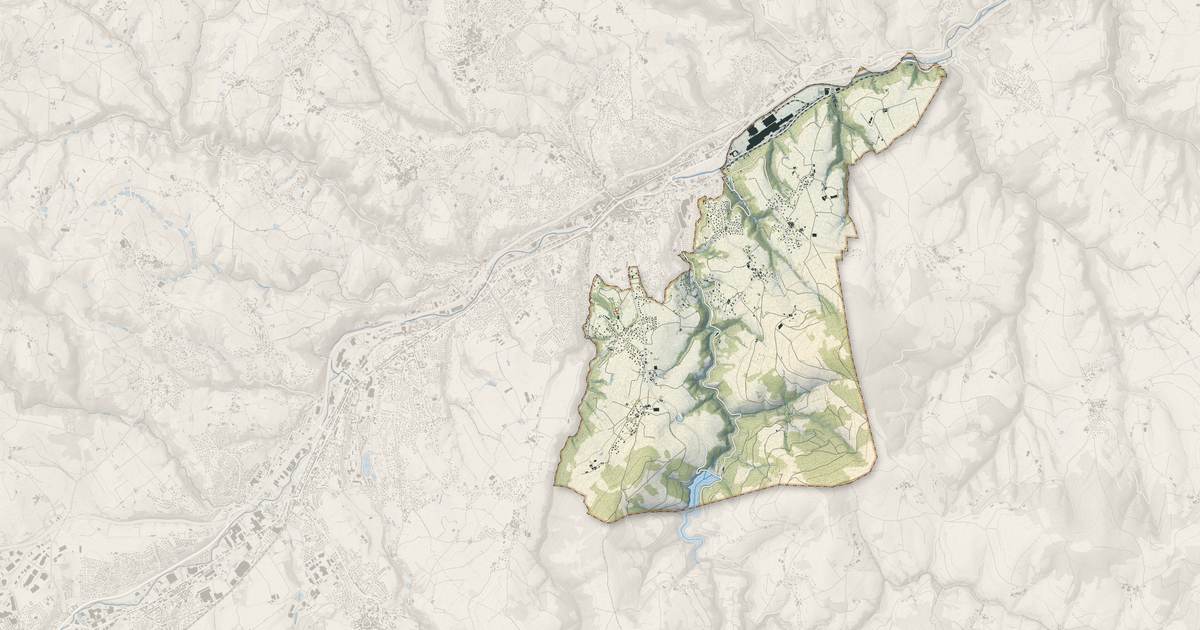 Portrait cartographique de Châteauneuf : relief, eau, forêts, bâti et voies, calculés à partir des données de l'IGN
