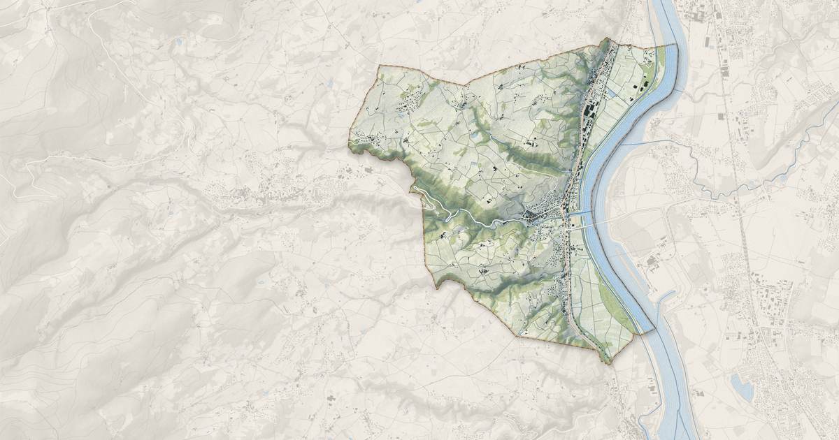 Portrait cartographique de Chavanay : relief, eau, forêts, bâti et voies, calculés à partir des données de l'IGN