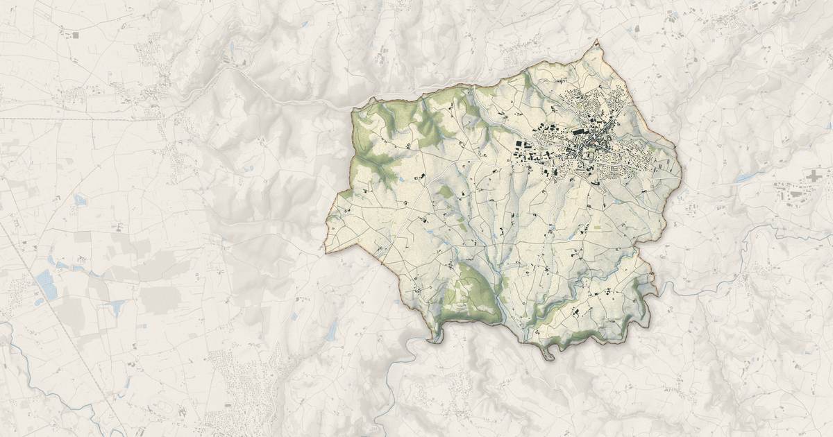 Portrait cartographique de Chazelles-sur-Lyon : relief, eau, forêts, bâti et voies, calculés à partir des données de l'IGN
