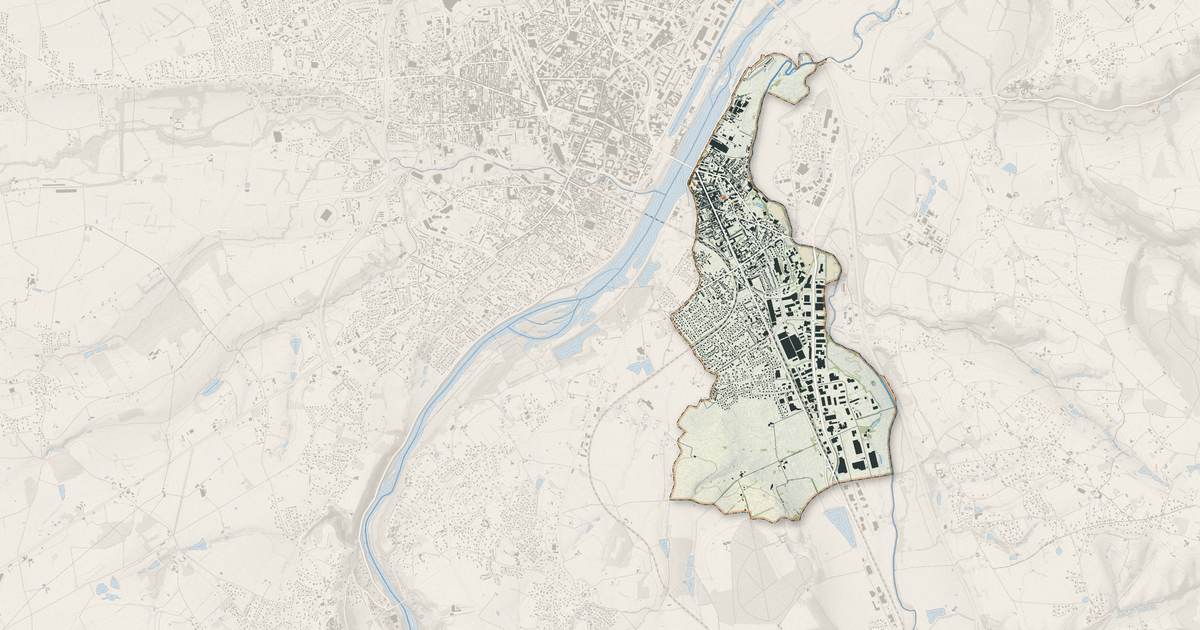 Portrait cartographique de Le Coteau : relief, eau, forêts, bâti et voies, calculés à partir des données de l'IGN