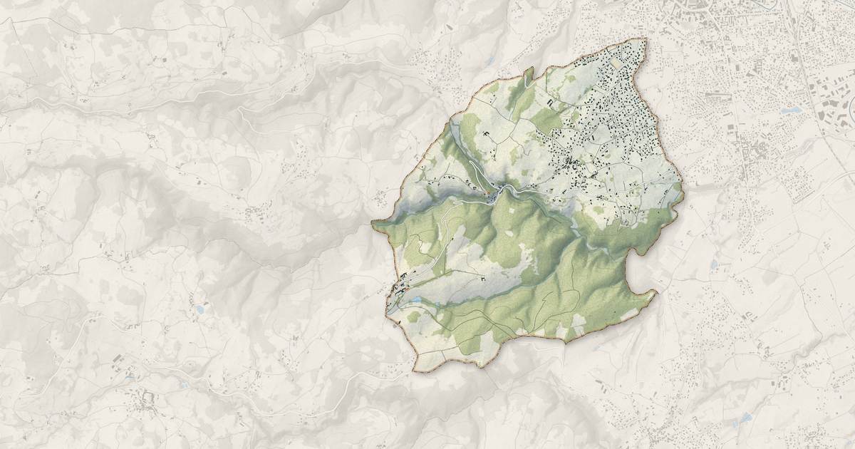 Portrait cartographique de Écotay-l'Olme : relief, eau, forêts, bâti et voies, calculés à partir des données de l'IGN