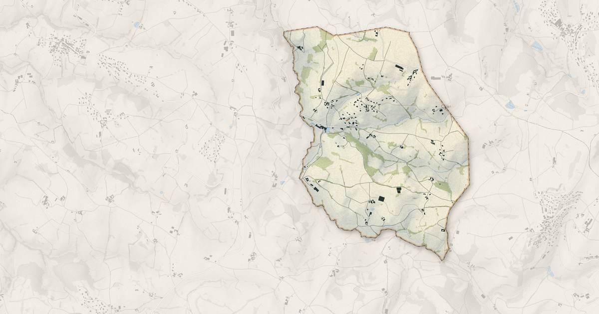 Portrait cartographique de La Gimond : relief, eau, forêts, bâti et voies, calculés à partir des données de l'IGN