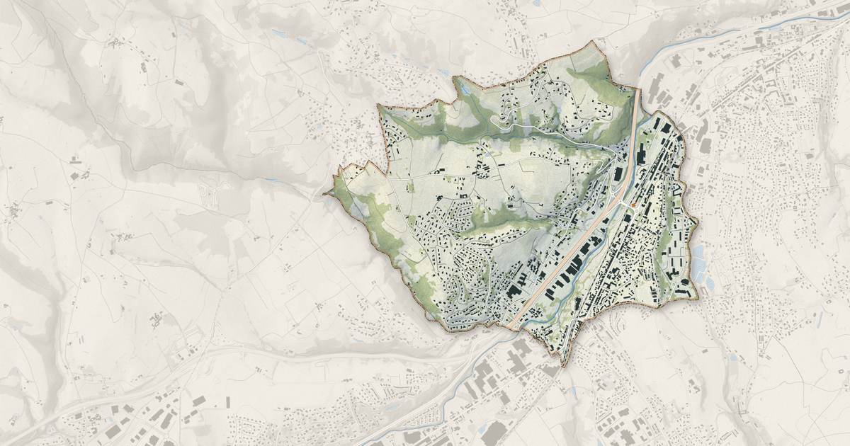 Portrait cartographique de La Grand-Croix : relief, eau, forêts, bâti et voies, calculés à partir des données de l'IGN