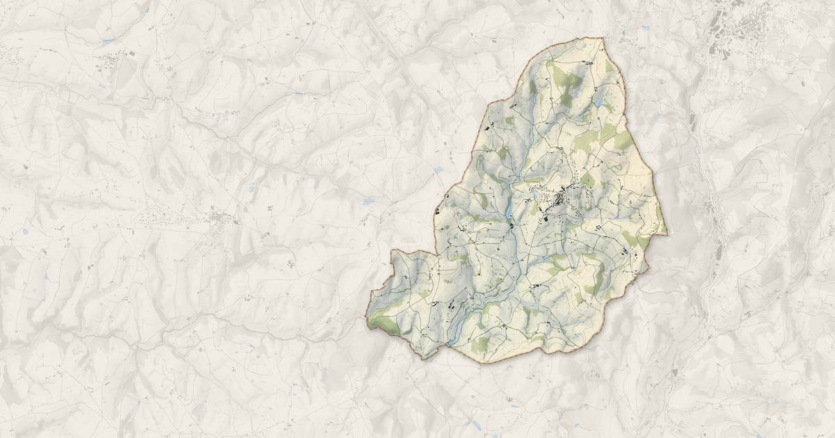 Portrait cartographique de La Gresle : relief, eau, forêts, bâti et voies, calculés à partir des données de l'IGN