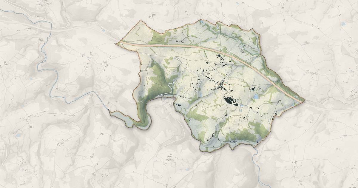 Portrait cartographique de Grézolles : relief, eau, forêts, bâti et voies, calculés à partir des données de l'IGN