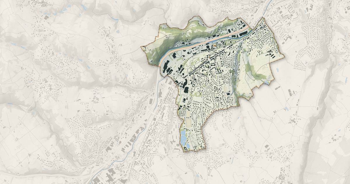Portrait cartographique de Lorette : relief, eau, forêts, bâti et voies, calculés à partir des données de l'IGN
