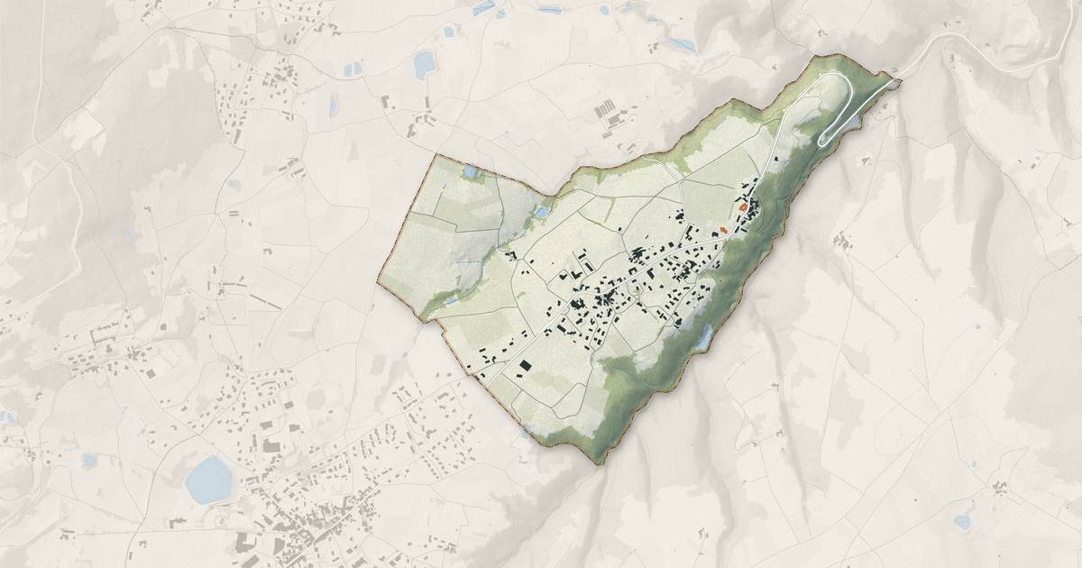 Portrait cartographique de Lupé : relief, eau, forêts, bâti et voies, calculés à partir des données de l'IGN
