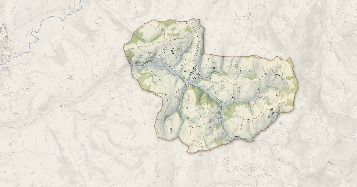 Portrait cartographique de Mars : relief, eau, forêts, bâti et voies, calculés à partir des données de l'IGN