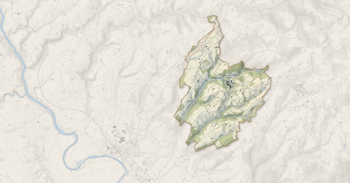 Portrait cartographique de Néronde : relief, eau, forêts, bâti et voies, calculés à partir des données de l'IGN