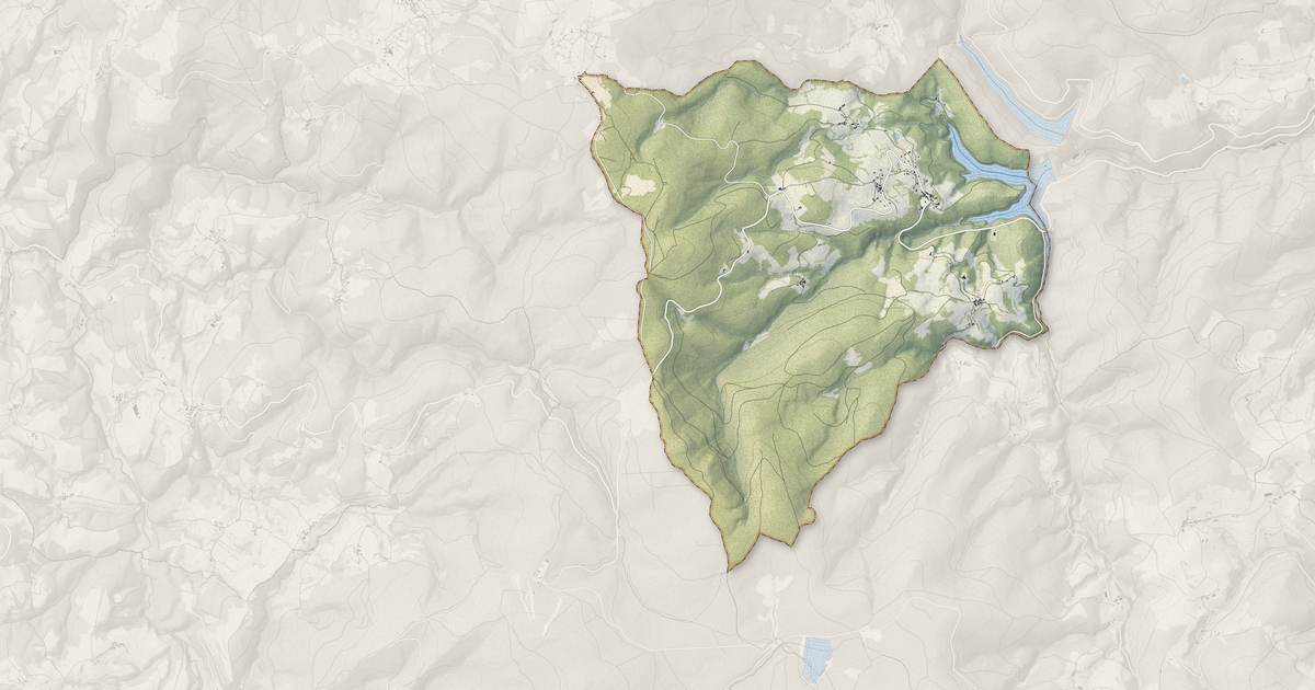 Portrait cartographique de Les Noës : relief, eau, forêts, bâti et voies, calculés à partir des données de l'IGN