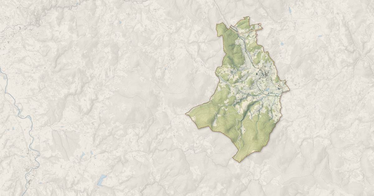 Portrait cartographique de Noirétable : relief, eau, forêts, bâti et voies, calculés à partir des données de l'IGN