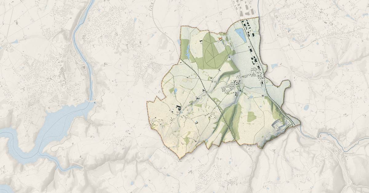 Portrait cartographique de Parigny : relief, eau, forêts, bâti et voies, calculés à partir des données de l'IGN