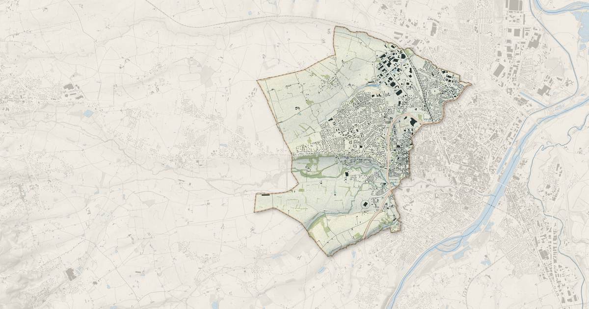 Portrait cartographique de Riorges : relief, eau, forêts, bâti et voies, calculés à partir des données de l'IGN