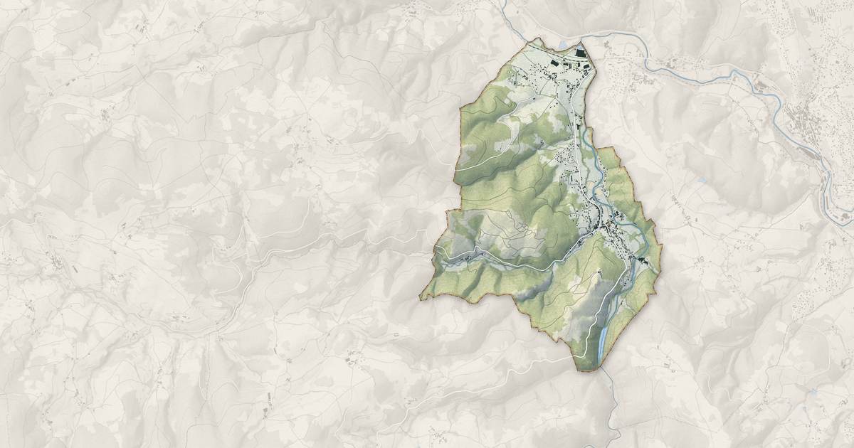 Portrait cartographique de Sail-sous-Couzan : relief, eau, forêts, bâti et voies, calculés à partir des données de l'IGN