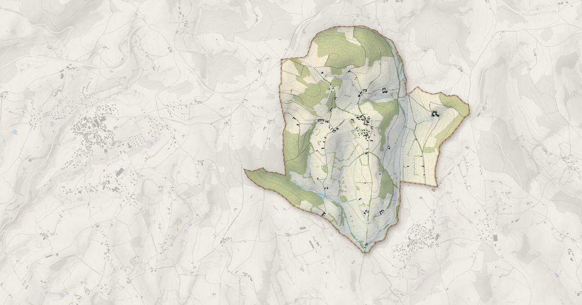 Portrait cartographique de Sainte-Agathe-en-Donzy : relief, eau, forêts, bâti et voies, calculés à partir des données de l'IGN