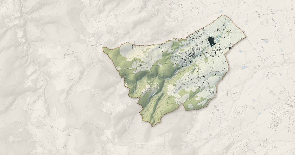 Portrait cartographique de Saint-Alban-les-Eaux : relief, eau, forêts, bâti et voies, calculés à partir des données de l'IGN