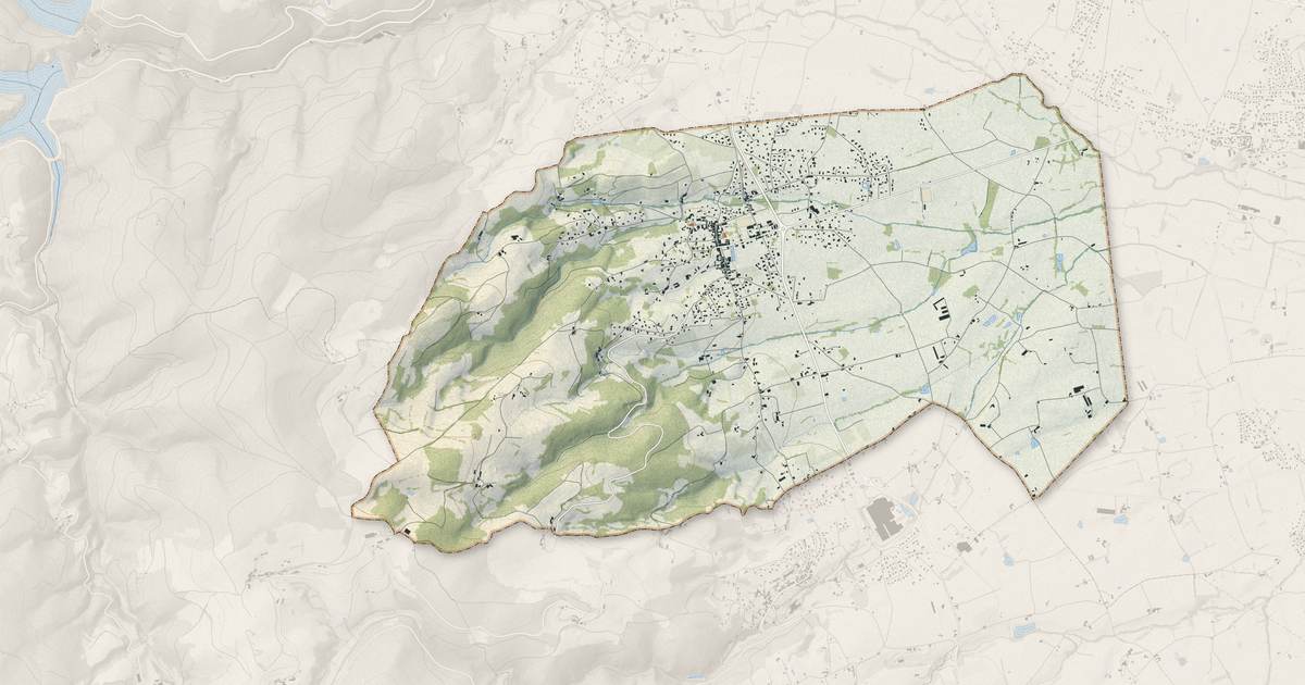 Portrait cartographique de Saint-André-d'Apchon : relief, eau, forêts, bâti et voies, calculés à partir des données de l'IGN