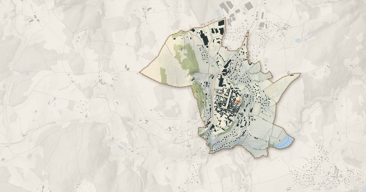 Portrait cartographique de Saint-Bonnet-le-Château : relief, eau, forêts, bâti et voies, calculés à partir des données de l'IGN