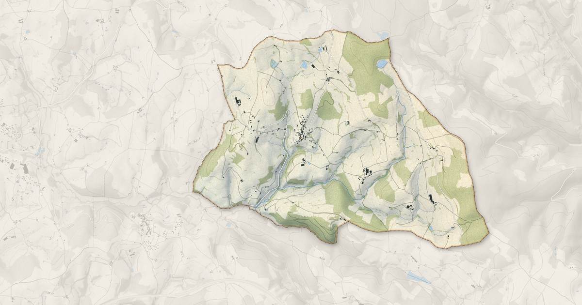 Portrait cartographique de Saint-Cyr-de-Valorges : relief, eau, forêts, bâti et voies, calculés à partir des données de l'IGN