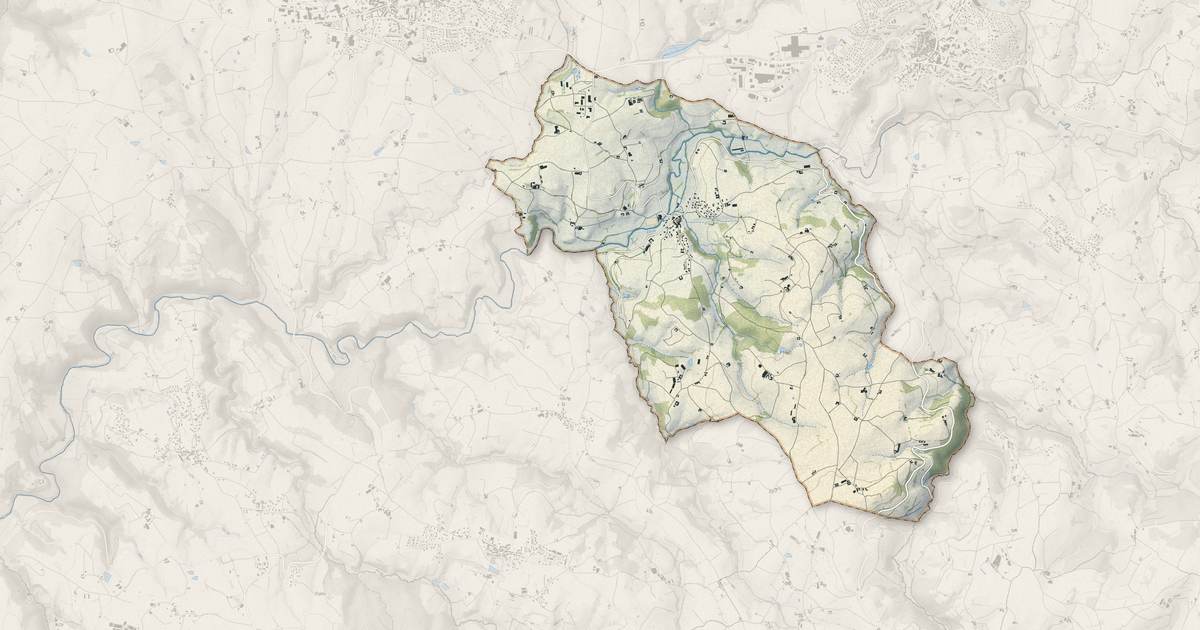 Portrait cartographique de Saint-Denis-sur-Coise : relief, eau, forêts, bâti et voies, calculés à partir des données de l'IGN