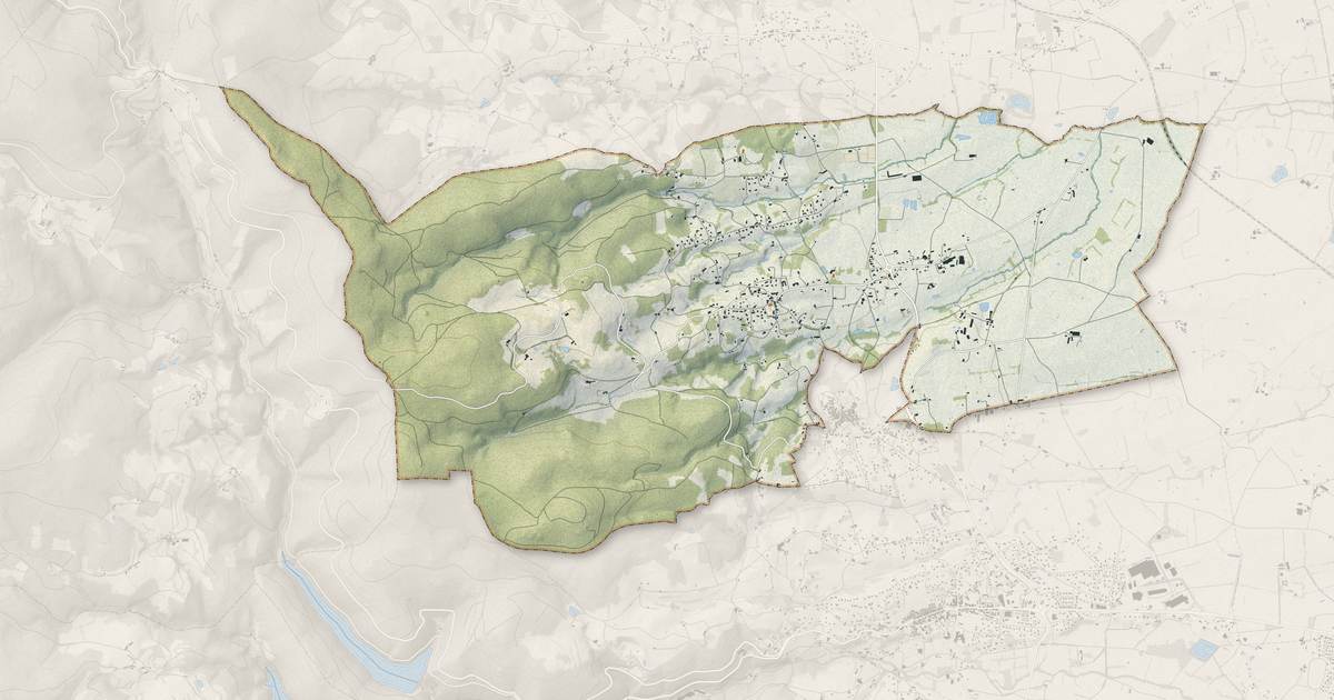 Portrait cartographique de Saint-Haon-le-Vieux : relief, eau, forêts, bâti et voies, calculés à partir des données de l'IGN
