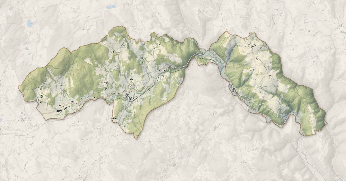 Portrait cartographique de Vêtre-sur-Anzon : relief, eau, forêts, bâti et voies, calculés à partir des données de l'IGN