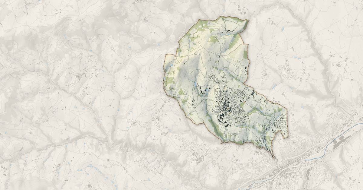 Portrait cartographique de Saint-Martin-la-Plaine : relief, eau, forêts, bâti et voies, calculés à partir des données de l'IGN