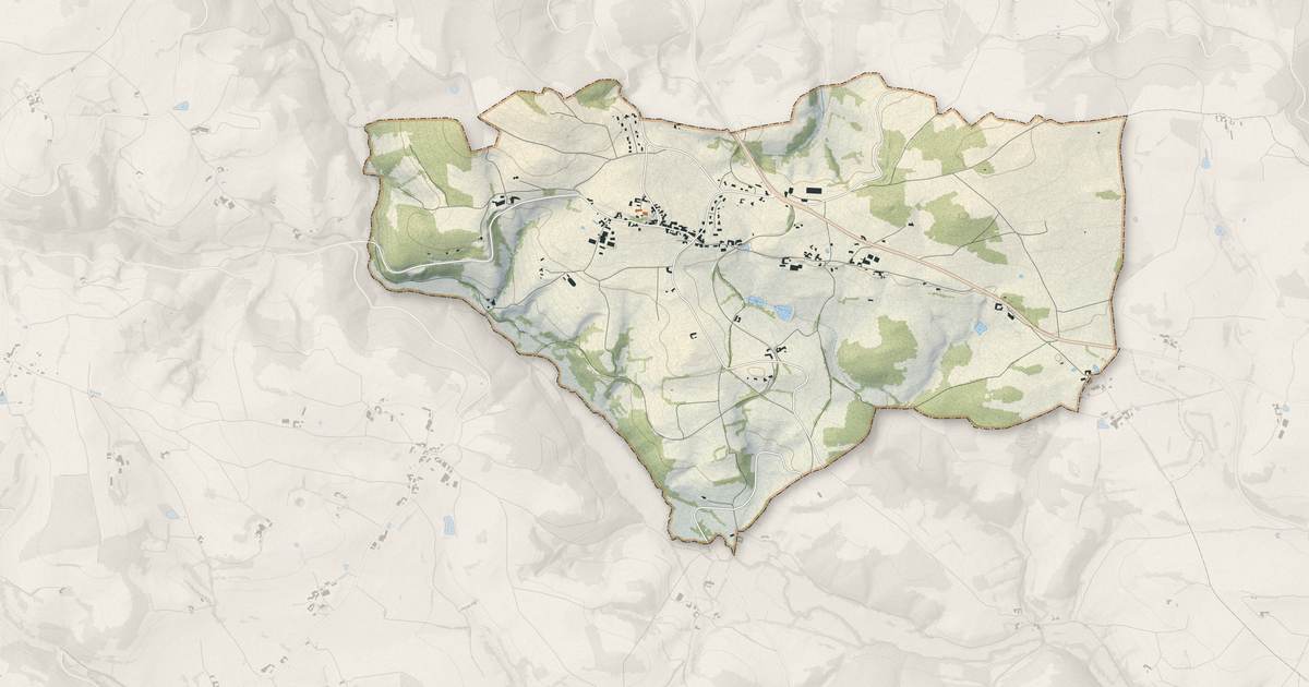 Portrait cartographique de Saint-Polgues : relief, eau, forêts, bâti et voies, calculés à partir des données de l'IGN