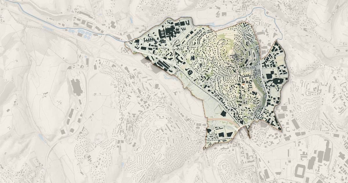 Portrait cartographique de Saint-Priest-en-Jarez : relief, eau, forêts, bâti et voies, calculés à partir des données de l'IGN