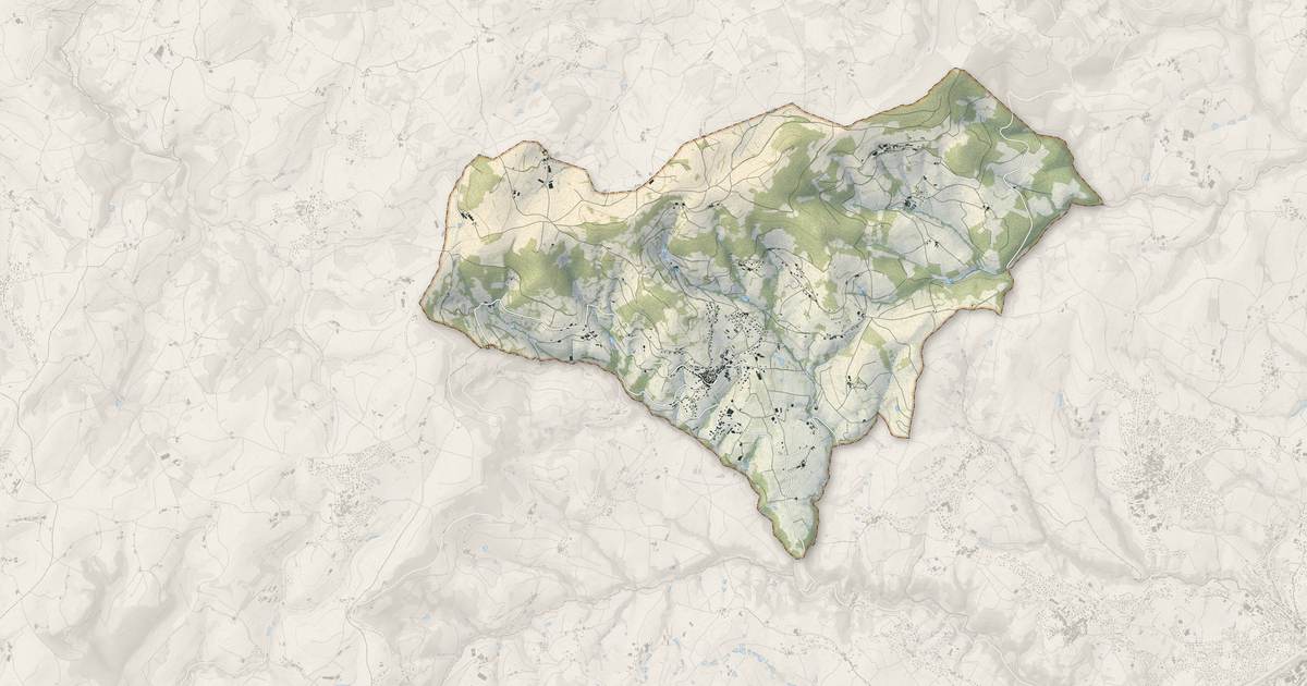Portrait cartographique de Saint-Romain-en-Jarez : relief, eau, forêts, bâti et voies, calculés à partir des données de l'IGN