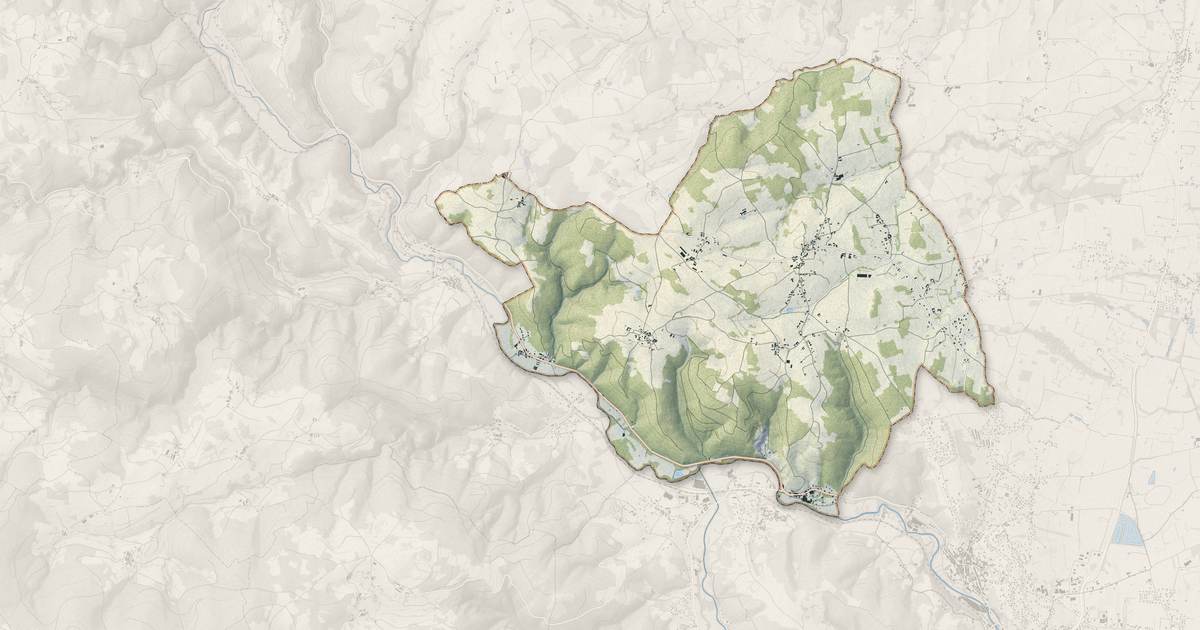 Portrait cartographique de Saint-Sixte : relief, eau, forêts, bâti et voies, calculés à partir des données de l'IGN
