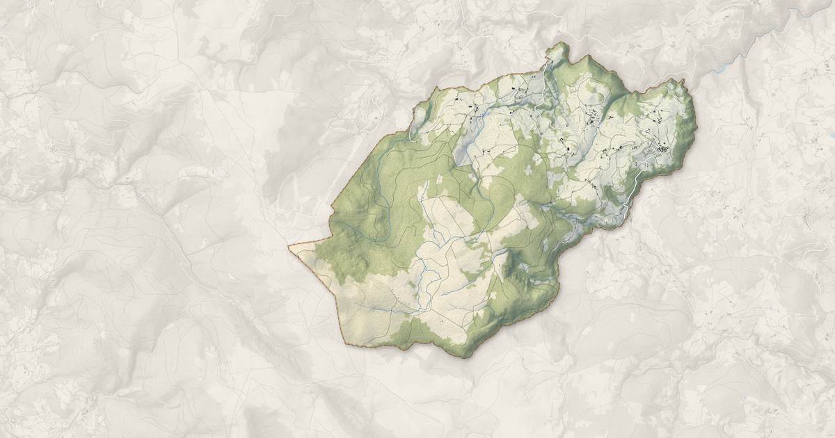 Portrait cartographique de Sauvain : relief, eau, forêts, bâti et voies, calculés à partir des données de l'IGN
