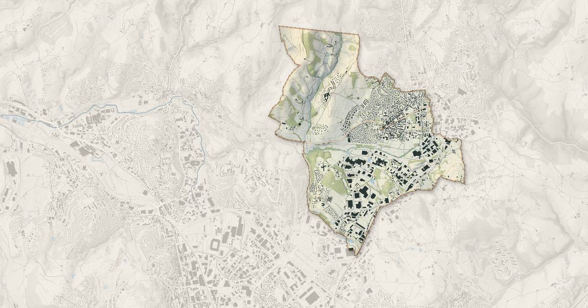 Portrait cartographique de La Talaudière : relief, eau, forêts, bâti et voies, calculés à partir des données de l'IGN