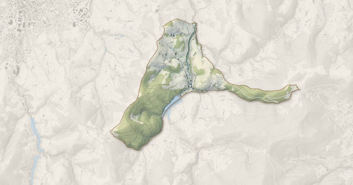 Portrait cartographique de La Terrasse-sur-Dorlay : relief, eau, forêts, bâti et voies, calculés à partir des données de l'IGN