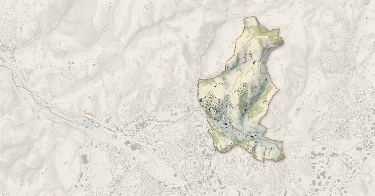 Portrait cartographique de La Tour-en-Jarez : relief, eau, forêts, bâti et voies, calculés à partir des données de l'IGN