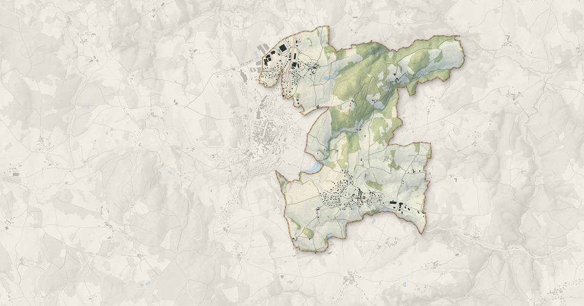 Portrait cartographique de La Tourette : relief, eau, forêts, bâti et voies, calculés à partir des données de l'IGN