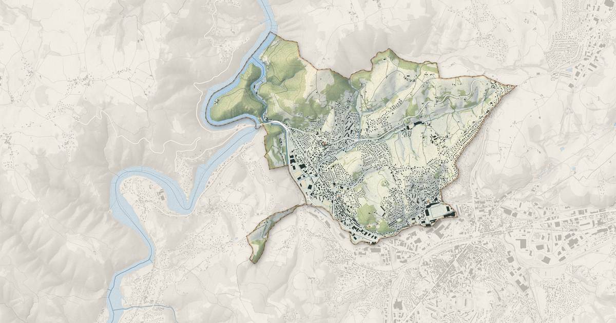 Portrait cartographique de Unieux : relief, eau, forêts, bâti et voies, calculés à partir des données de l'IGN
