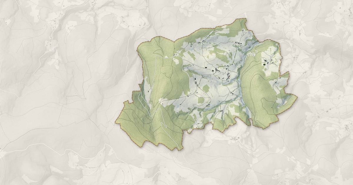 Portrait cartographique de La Valla-sur-Rochefort : relief, eau, forêts, bâti et voies, calculés à partir des données de l'IGN