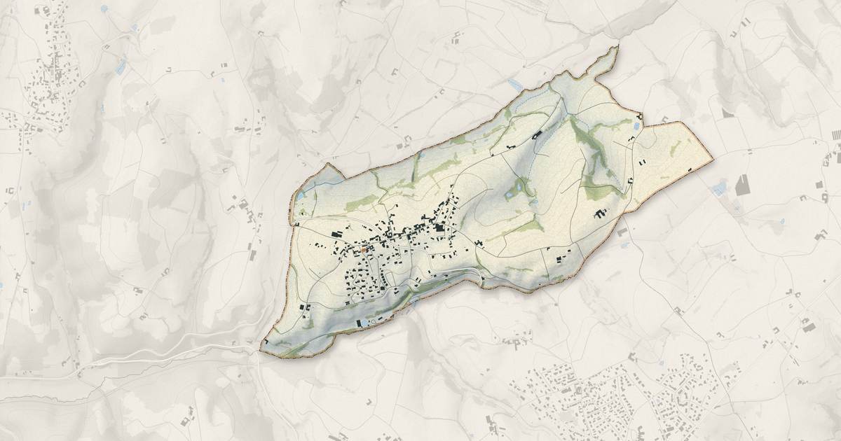 Portrait cartographique de Viricelles : relief, eau, forêts, bâti et voies, calculés à partir des données de l'IGN