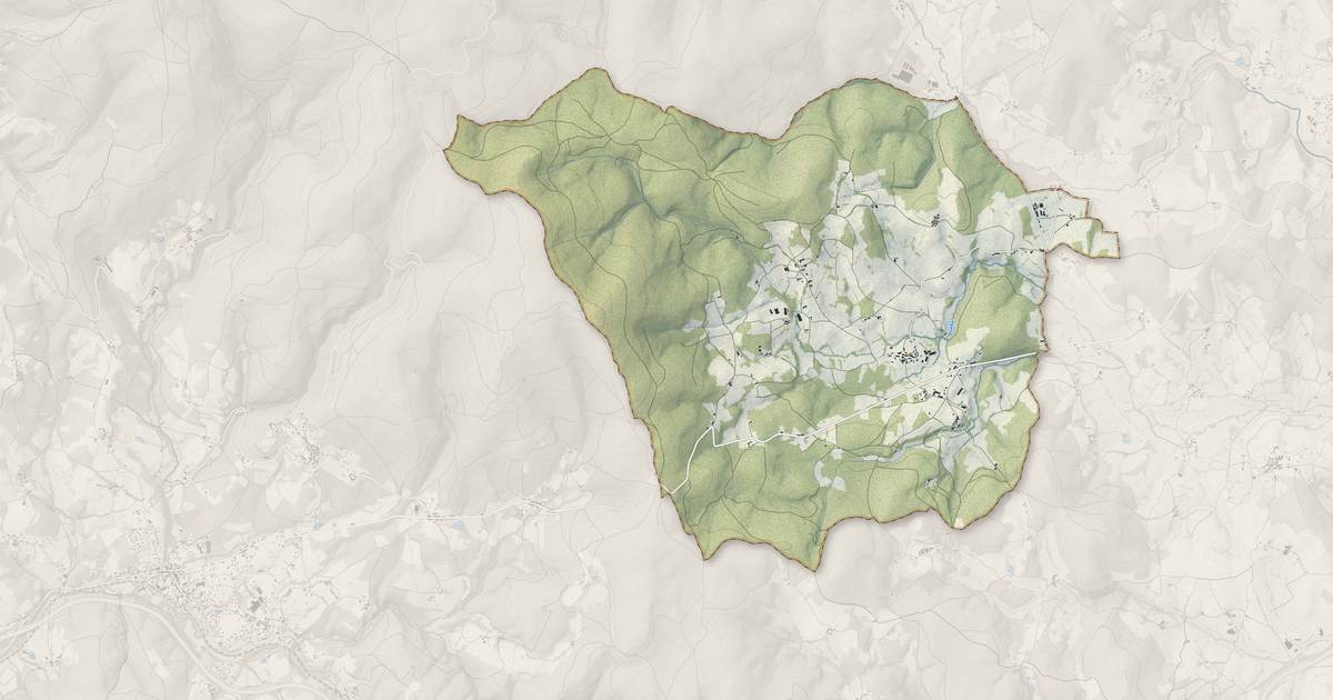 Portrait cartographique de Chausseterre : relief, eau, forêts, bâti et voies, calculés à partir des données de l'IGN