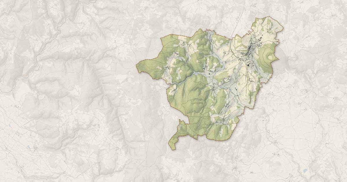 Portrait cartographique de Allègre : relief, eau, forêts, bâti et voies, calculés à partir des données de l'IGN