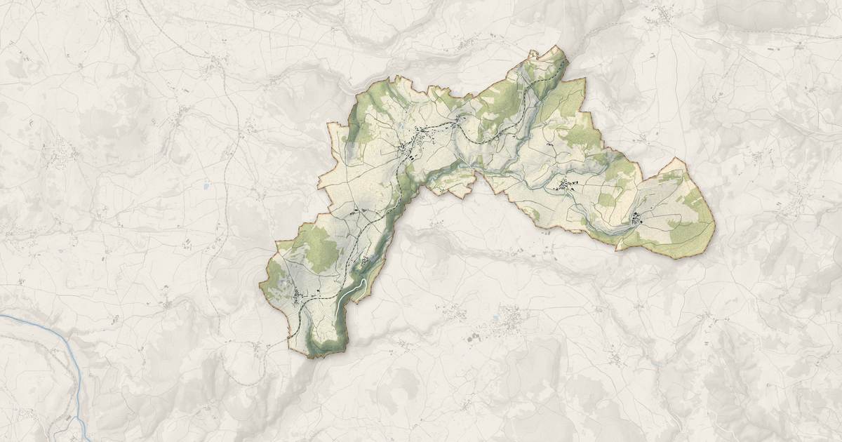 Portrait cartographique de Vissac-Auteyrac : relief, eau, forêts, bâti et voies, calculés à partir des données de l'IGN